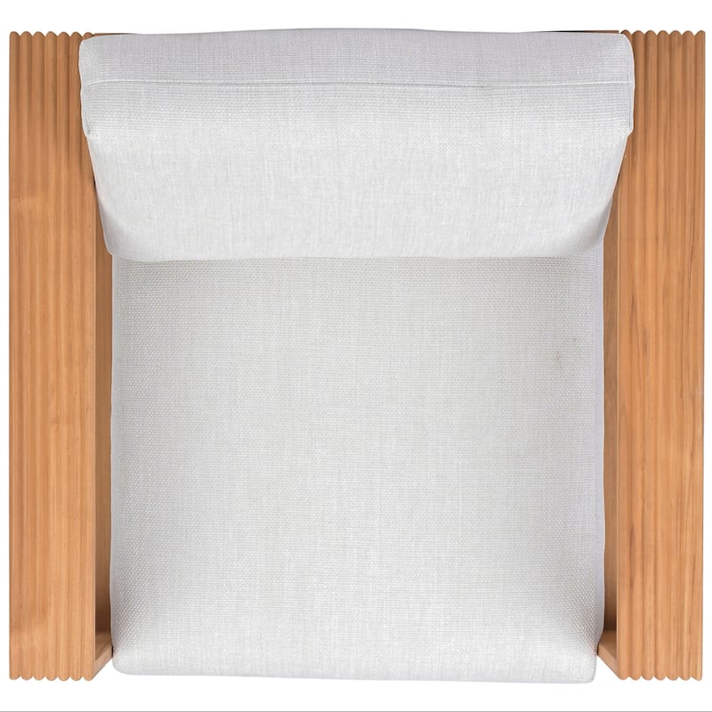 SAFAVIEH Couture Saint Lucia Reeded Teak Wood Patio Chair - 32"W x 30"D x 24"H