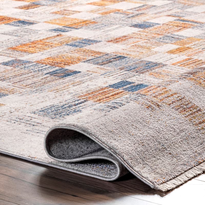 Nuloom Mindy Faded Contemporary Tiles Fringe Area Rug