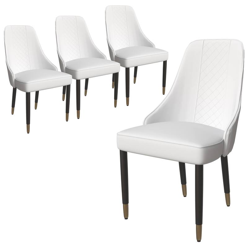 Allure Modern High-back Fabric or Leather Upholstered Accent Dining Chair with Solid Oak Wood Legs (Set of 4) - White