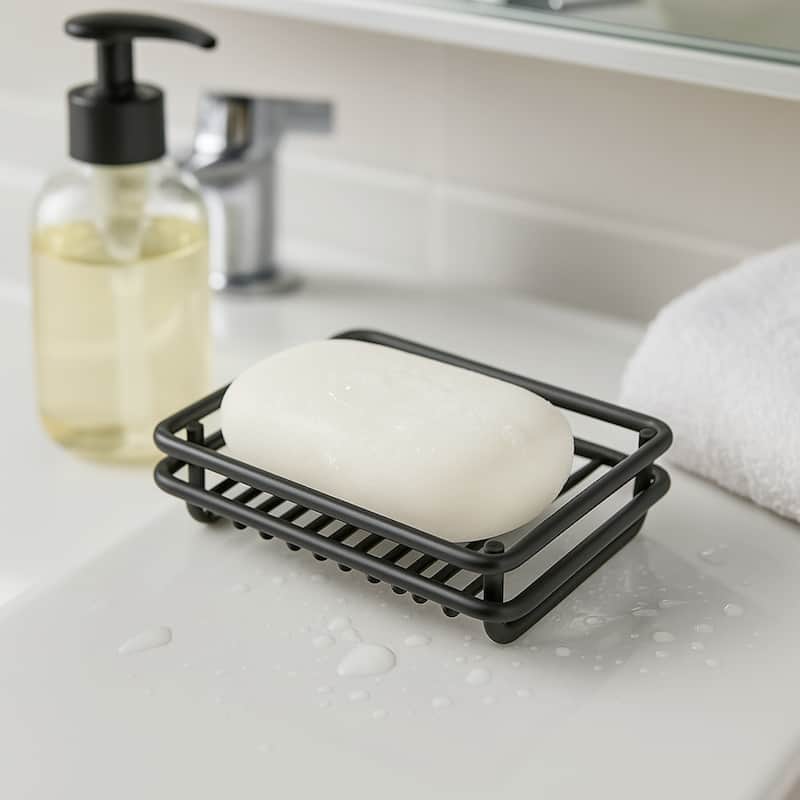 Creative Home Black Powder Coated Metal Wire Soap Dish
