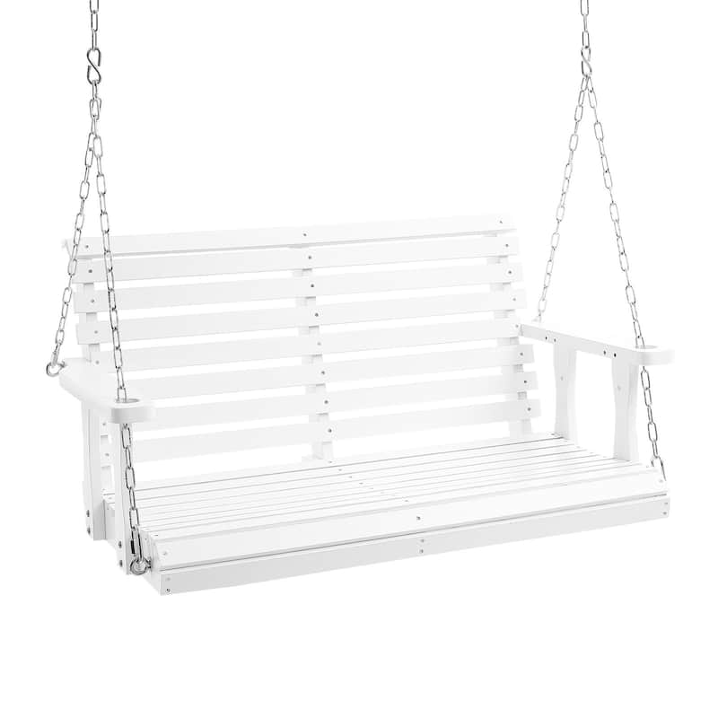 White Cedar Wood Swing with Steel Chains, 880 lbs Strong Load Capacity - 58.8” L x28” W x 23.6” H