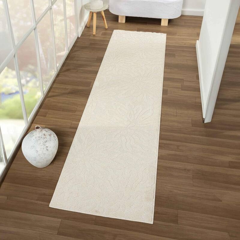 Luxe Weavers Abstract Floral Area Rug, Indoor Carpet for Living Room and Bedrooms - 2x8 - Cream