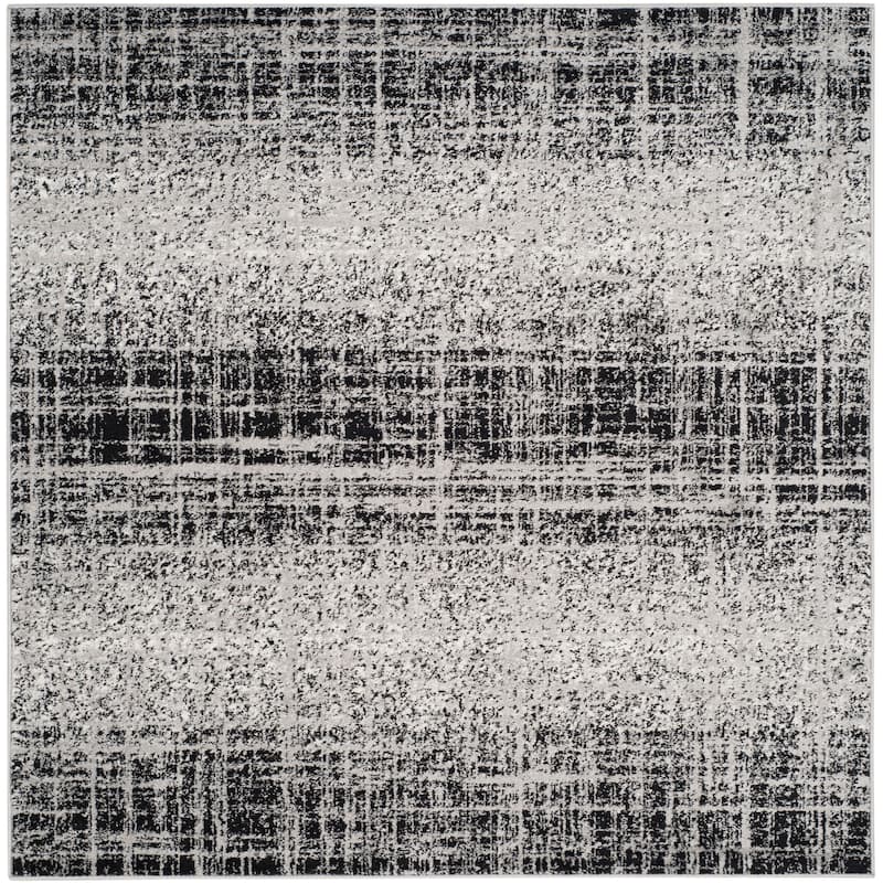 SAFAVIEH Adirondack Anri Modern Distressed Rug - 6' Square - Silver/Black
