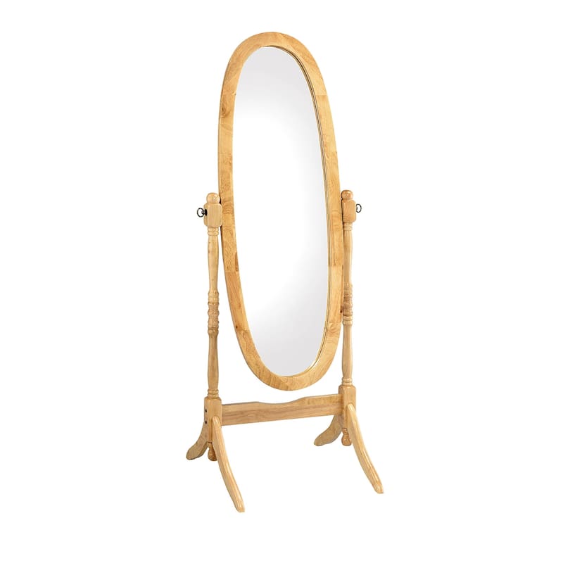 Natural Wooden Cheval Floor Mirror - Brown