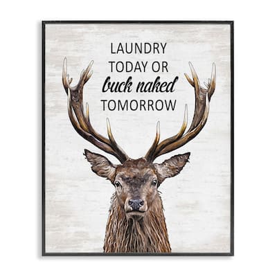 Stupell Buck Naked Tomorrow Funny Laundry Framed Giclee Art Design By Lettered and Lined
