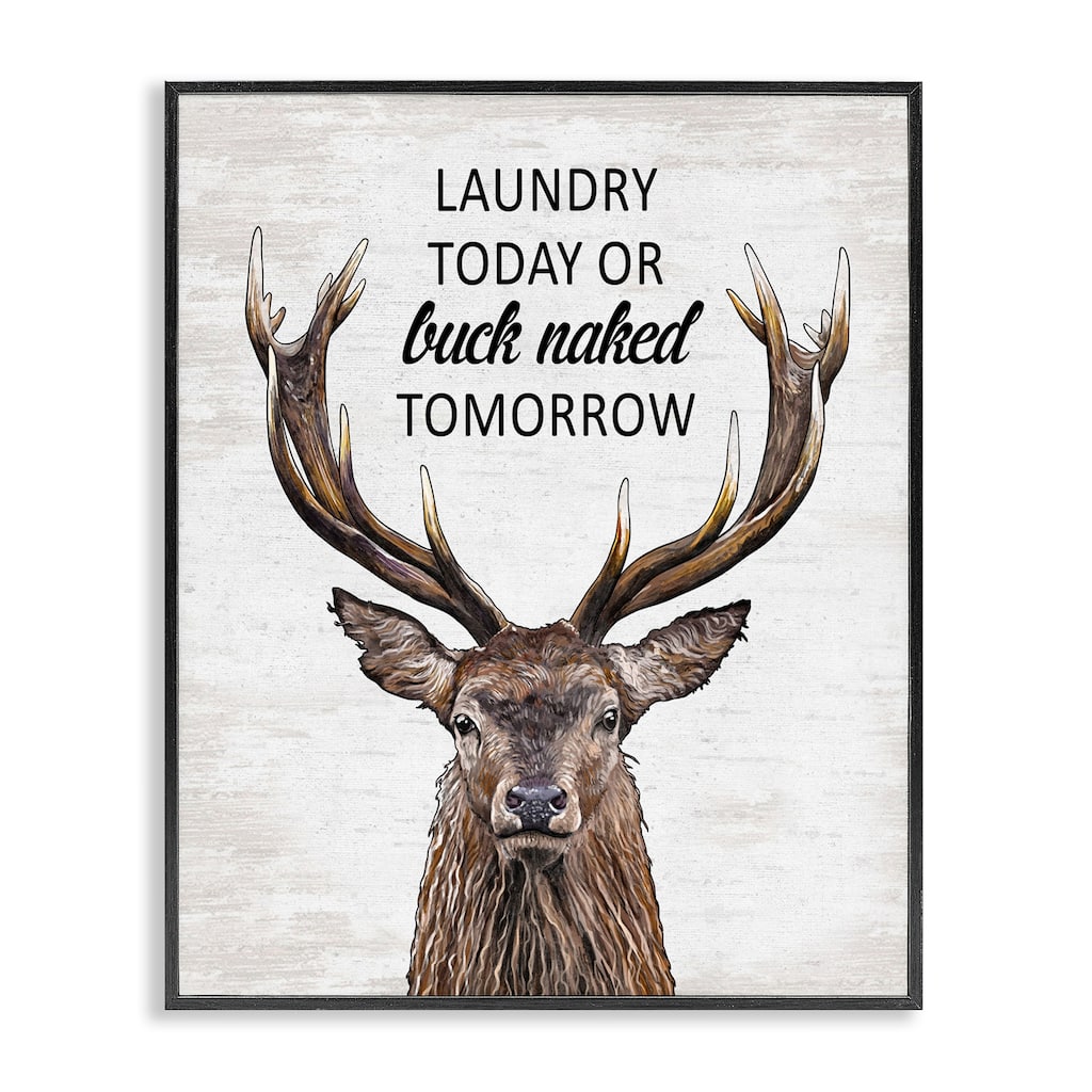 Stupell Buck Naked Tomorrow Funny Laundry Framed Giclee Art Design By Lettered and Lined