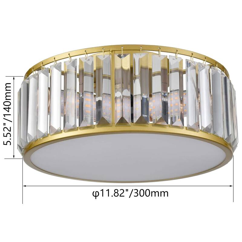 La Palma Modern Gold Crystal Flush Mount Ceiling Light Fixture - Brass