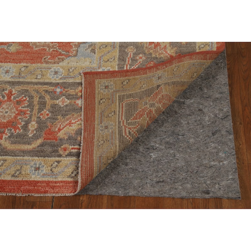 Hand Knotted Oriental 100% Wool Carpet Transitional All-Over Oranges & Rust Oushak Area Rug - 12' 7'' X 9' 0''