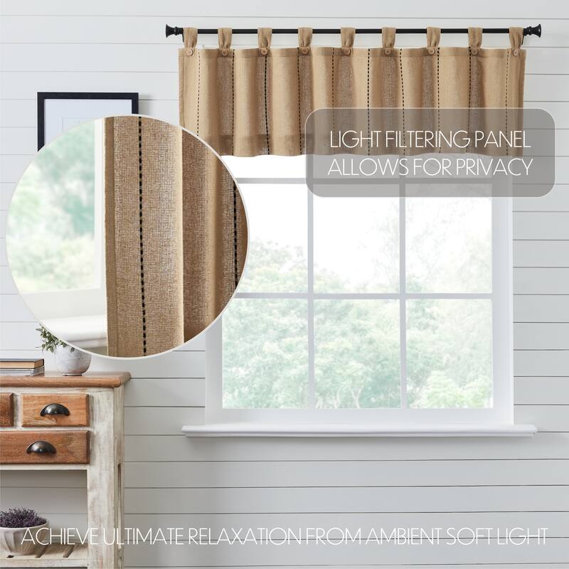 Stitched Burlap Natural Valance 16x72 - M
