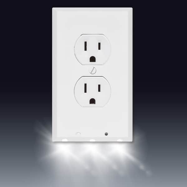 Shop Powerglow Wall Outlet Plate Led Night Light On Off Switch White Duplex 240025 Overstock 19748252