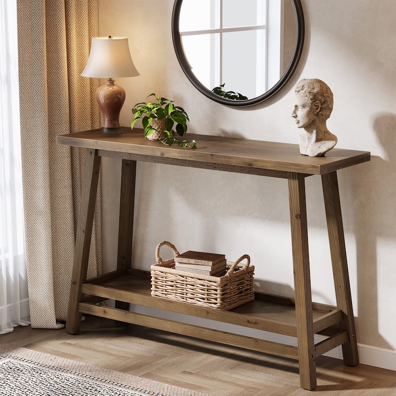 41.3" Farmhouse Console Table, Solid Wood Entryway Table