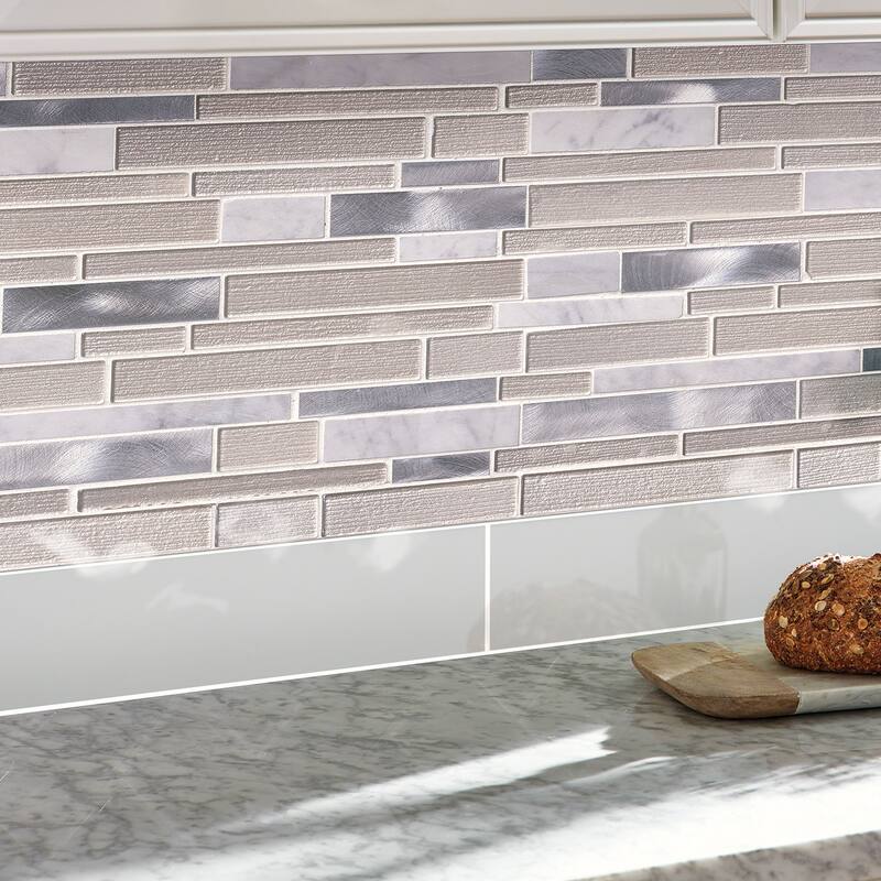 Ackland AKM-SGM-12X12ILX-CA 12" x 12" Glass and Metal and Stone Linear