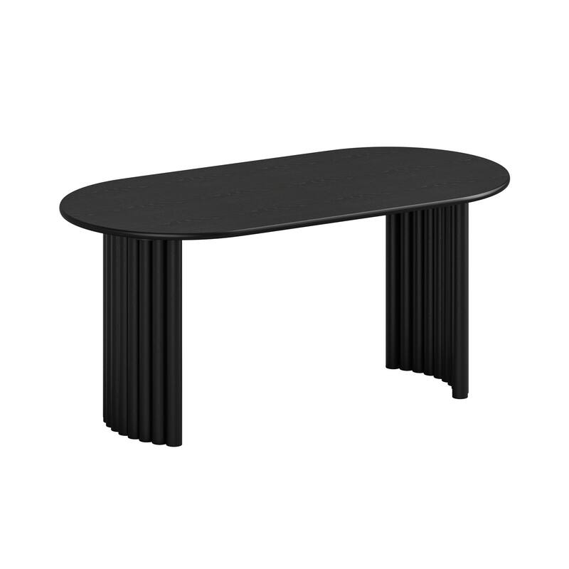 Dovelina 30"H Oval Wood Double Pedestal Dining Table Seats 6 - 67*33.5