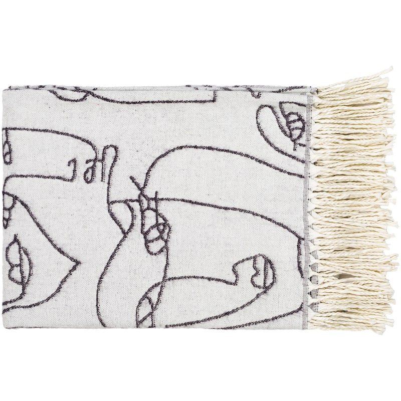 Artistic Weavers Weiss Modern Art Cotton Blend Throw - 50"W x 60"L - Cream/Black