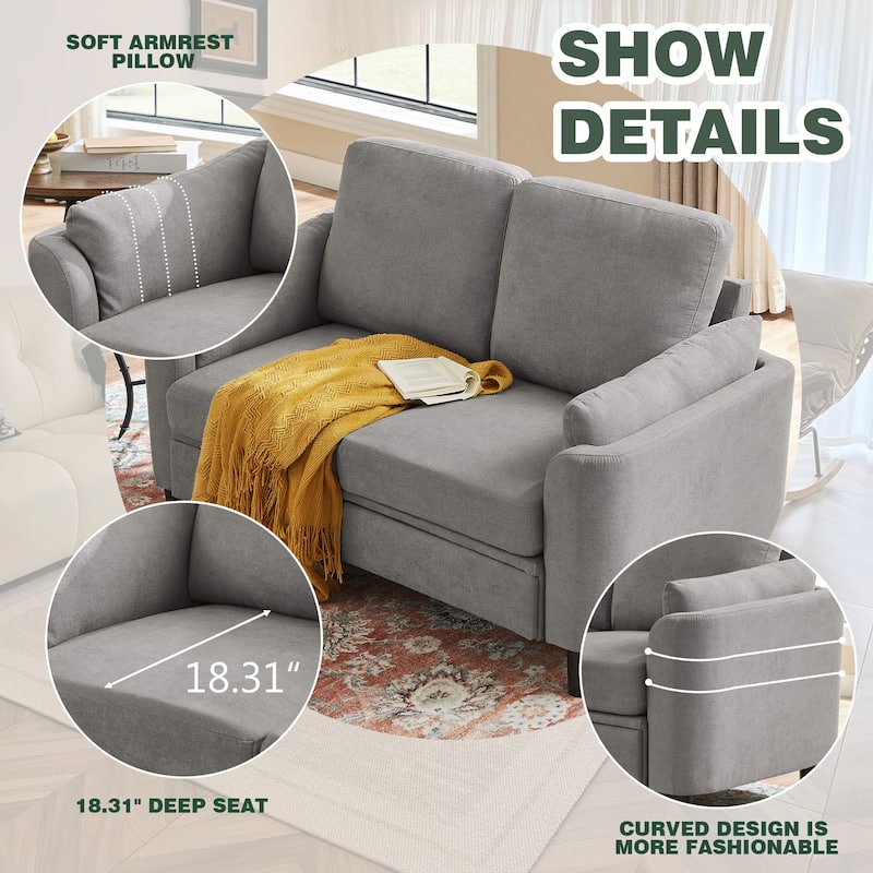 3 Pieces Living Room Set with Storage Ottoman