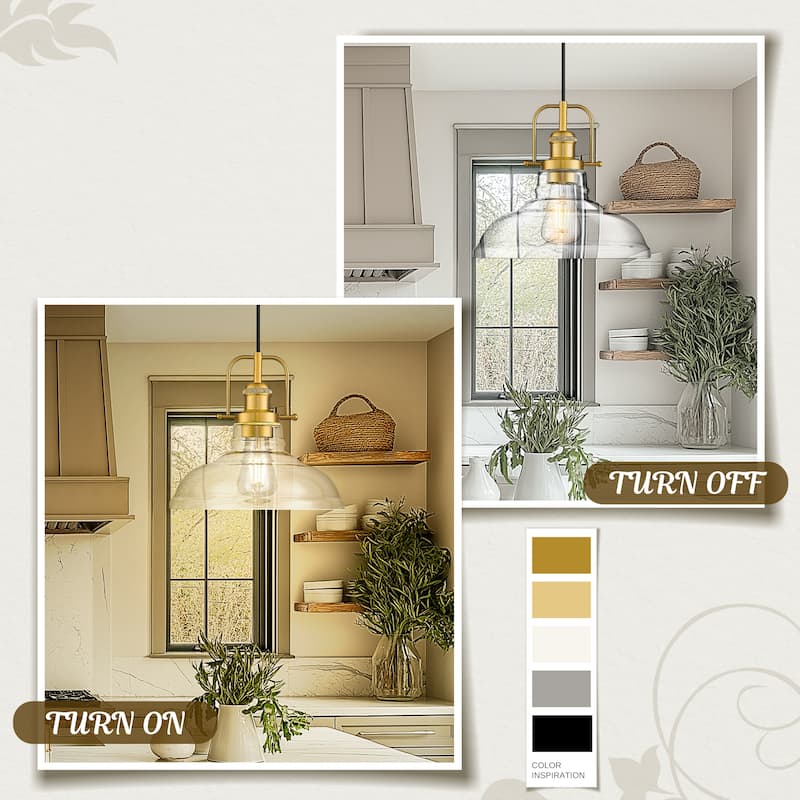 Clear Glass Dome Pendant Light Farmhouse Style