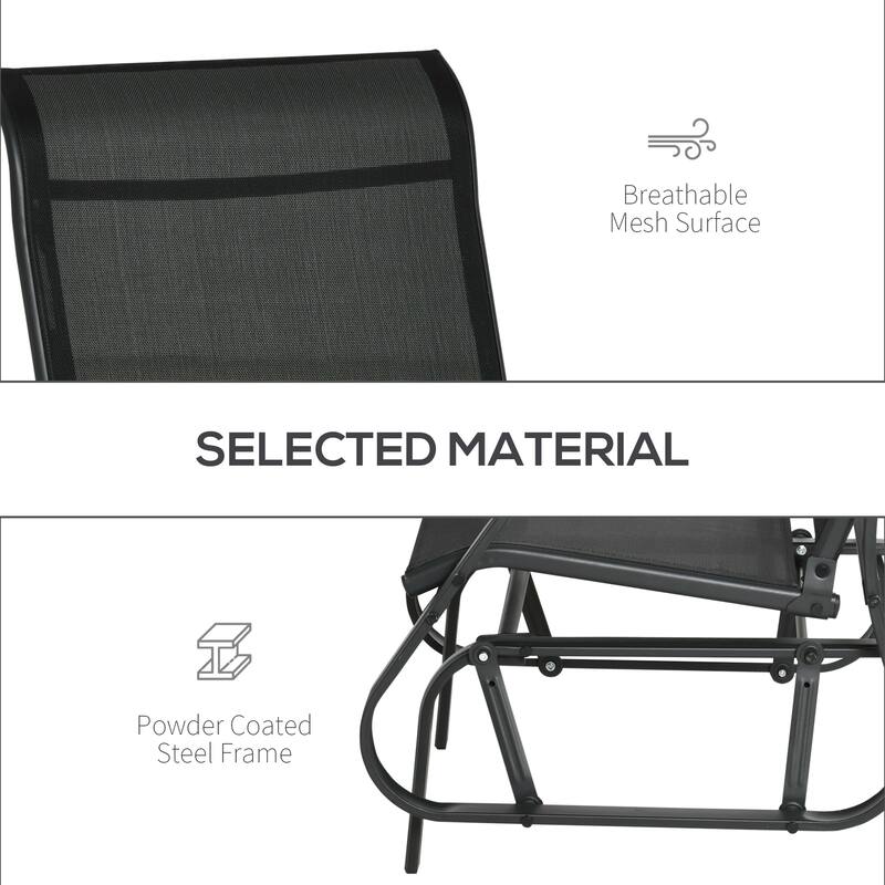 Outsunny 4 Pieces Gliders Set, Outdoor Furniture Sets with 2-Person Glider Patio Bench, Single Sling Chair and Coffee Table