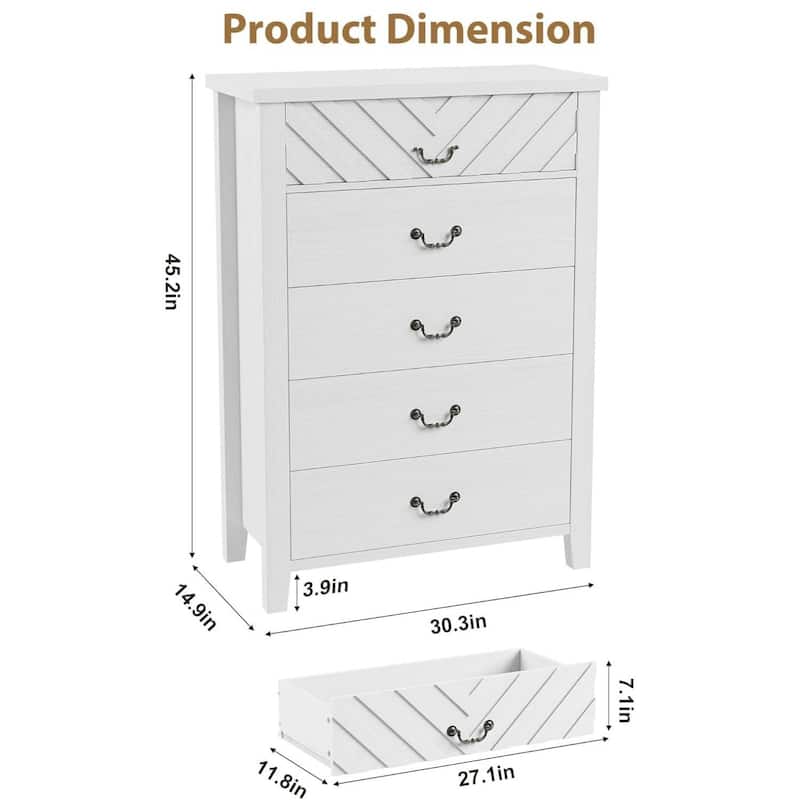 5 Drawers Freestanding Storage Dresser for Bedroom