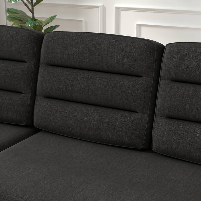 83.5'' Polyester Convertible 3 Seater Sleeper Sofa Couch with Pull-Out Bed, Storage Recliner, Cup Holder, and Side Pockets