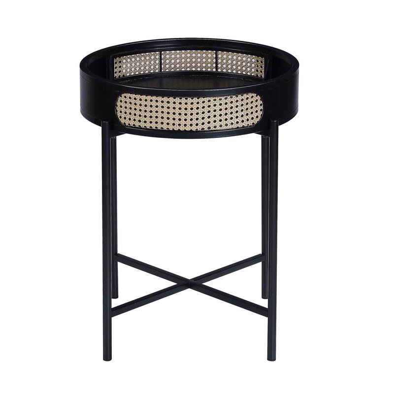 ACME Colson Tray Top Round End Table in Black