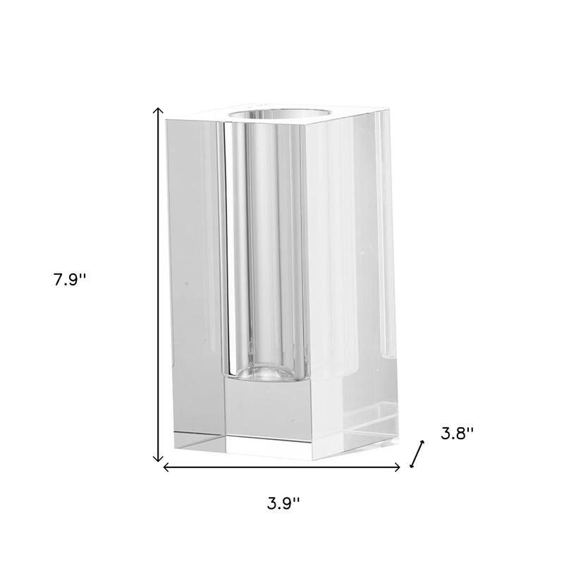 8" Clear Square Glass Table Vase - 3.90