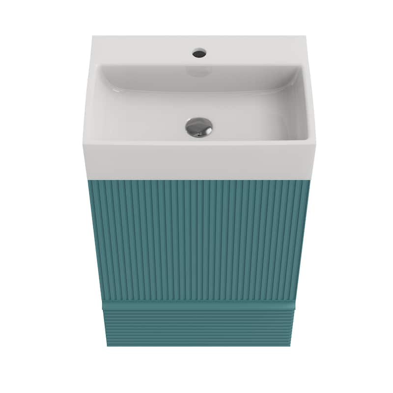 20" Striped Bathroom Vanity with Ceramic Sink, Freestanding Bathroom Cabinet for Modern Bathroom, KD