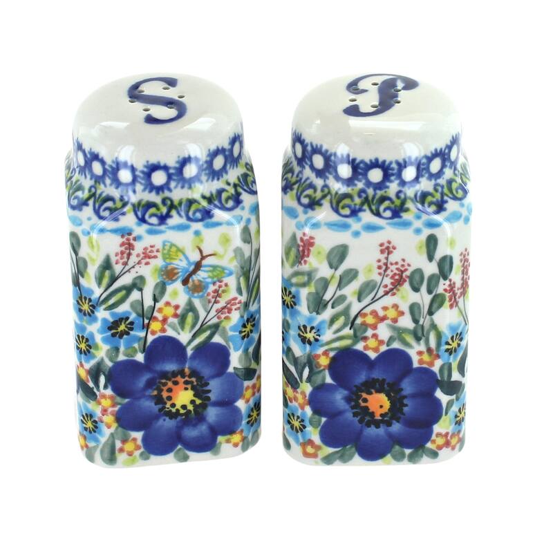 Blue Rose Polish Pottery 320 Vena Large Salt & Pepper Shakers