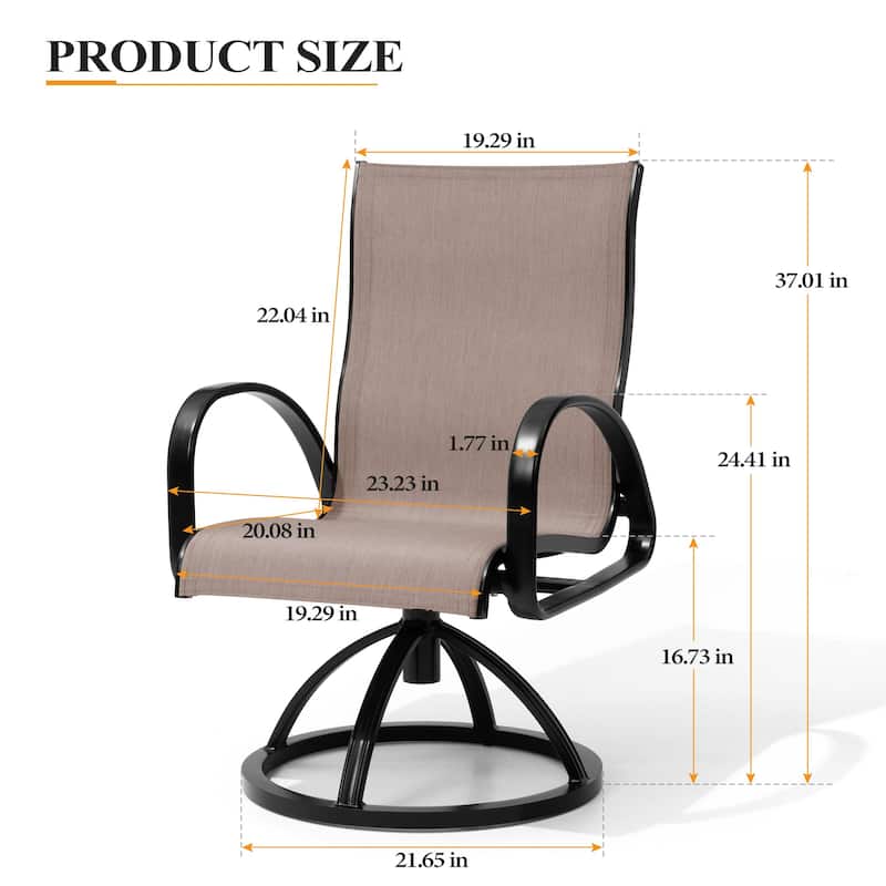 Outdoor Patio Swivel Aluminum Dining Chairs Sunbrella Fabric