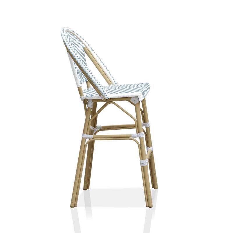 Ariel French Natural Tone 30-inch PE Wicker Patio Bar Chairs (Set of 2) by Furniture of America - Set of 2