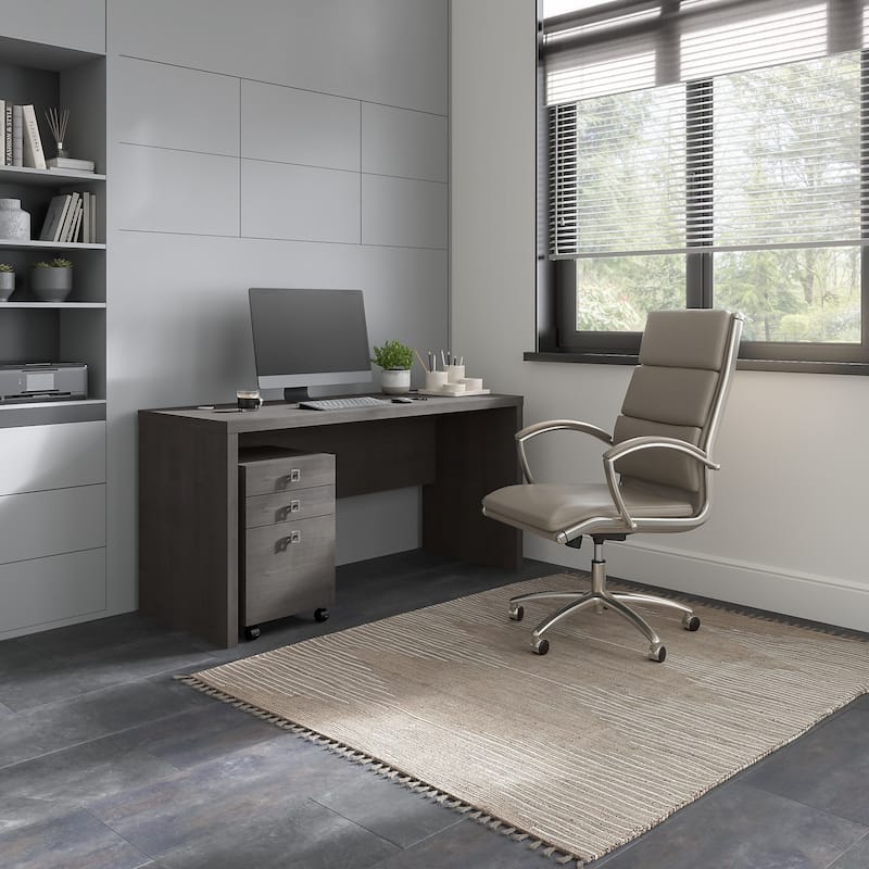 Echo Credenza Desk with Mobile File Cabinet by Bush Business Furniture
