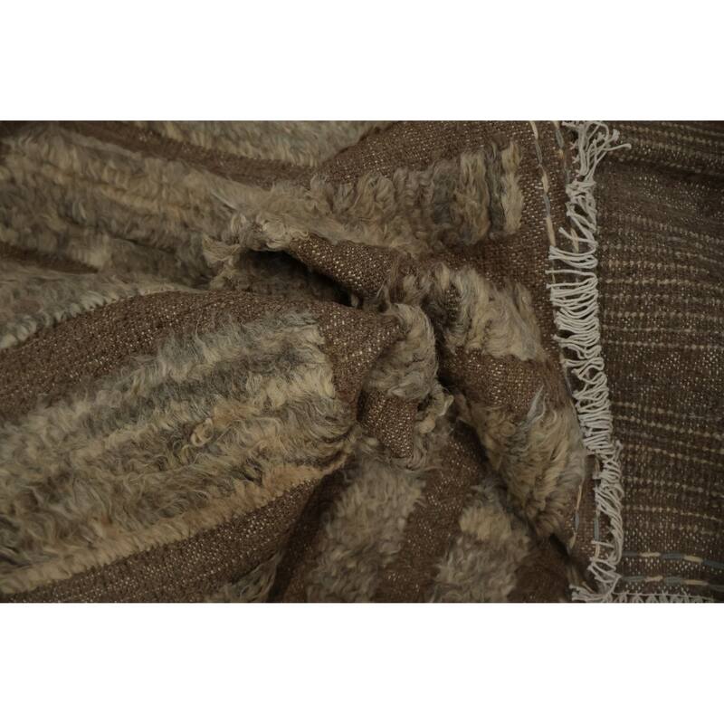 Hand Knotted Oriental 100% Wool Carpet Modern All-Over Brown Moroccan Area Rug - 13' 10'' X 10' 0''