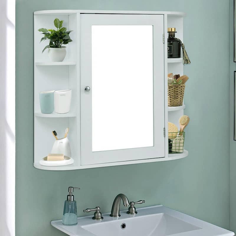 White Door Wall Medicine Cabinet Bathroom Storage Organizer - Bed Bath ...