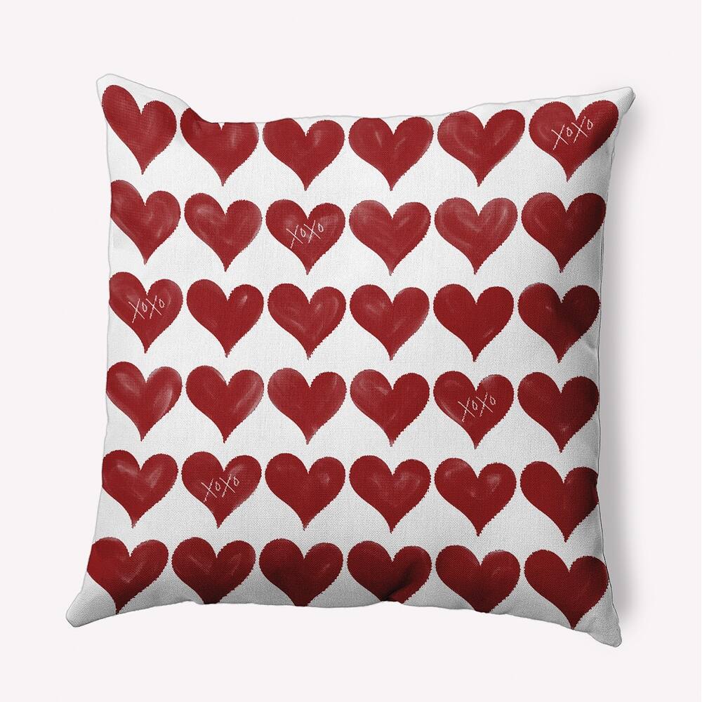 XOXO Colored Hearts Valentine's Day Decorative Indoor Pillow