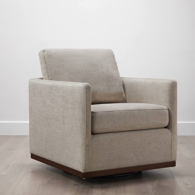Spruce & Spring Modern Swivel Accent Chair with Wooden Base