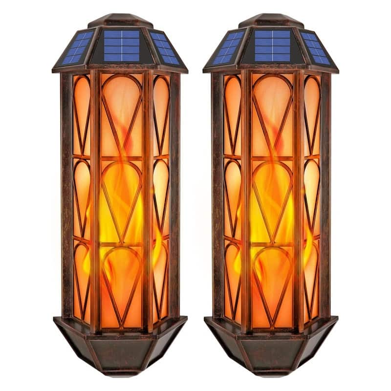 Solar Flame Lights Outdoor, Upgraded 74 LED Flickering Lights