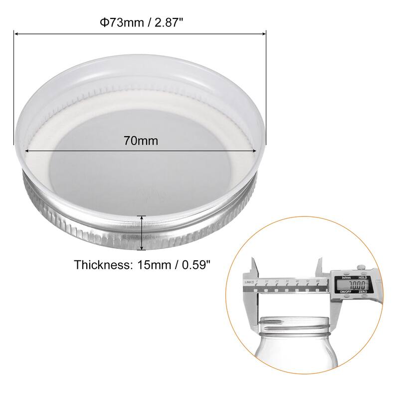 Mason Jar Lids, 30 Pcs Tinplate Canning Lids Regular Mouth Leak Proof - Silver - 70mm - Silver - 70mm