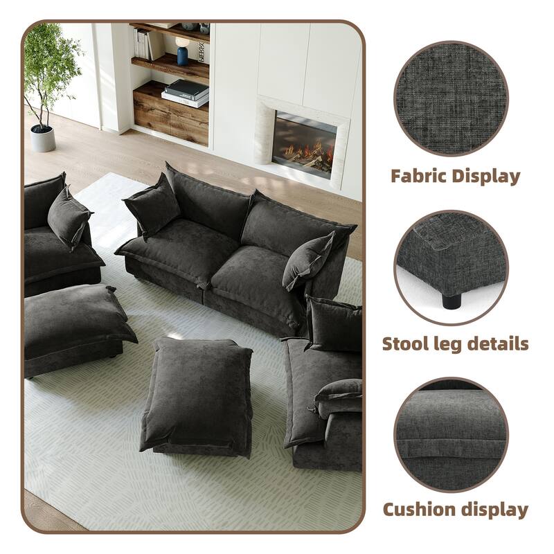 6 Piece Oversized Chenille Comfy Cloud Modular Sectional Sofa Set