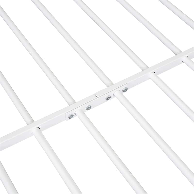 Full Size Metal Bed House Bed Frame with Shelves and Lights