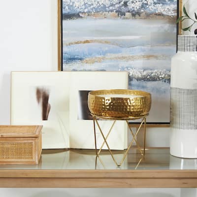 Gold Metal Roses in Paradise Scented Tall Hammered Candle with White Wax