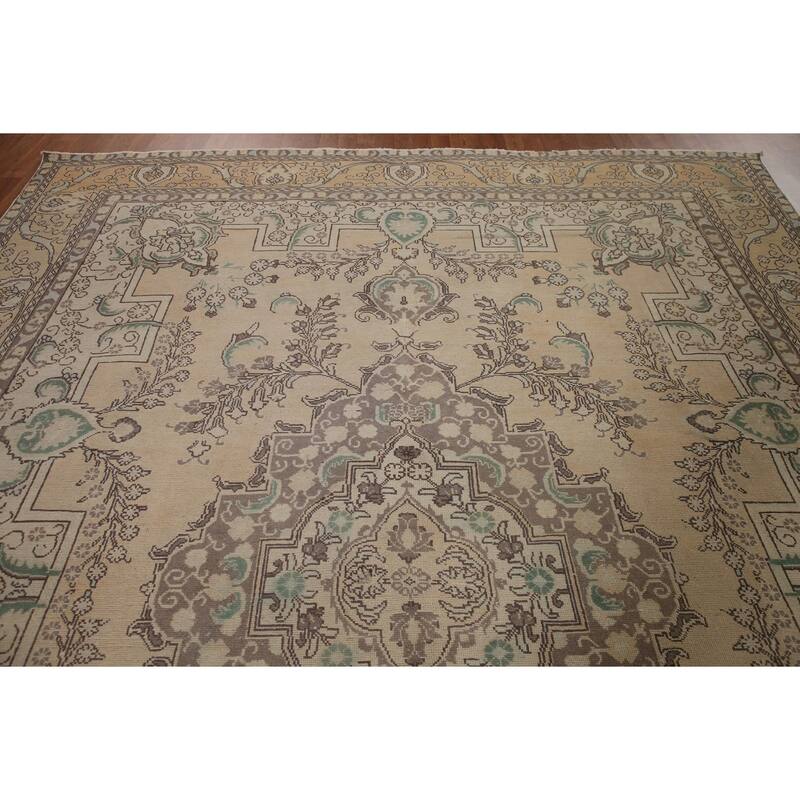 Geometric Tabriz Persian Vintage Area Rug Handmade Wool Carpet - 9'7" x 12'9"