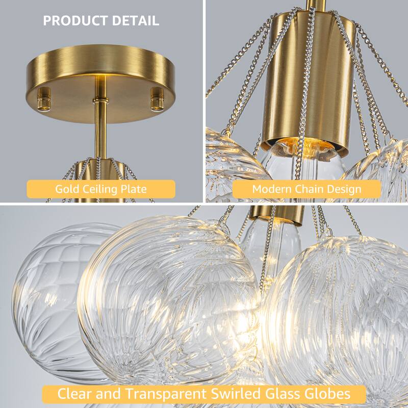 Starsky 1-Light 14in. Contemporary Glass Bubble Semi Flush Mount