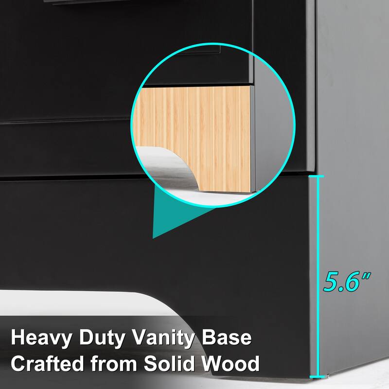 Modern 24"/30"/36"/48" Wave-Line Bathroom Vanity Set with Sink & Faucet