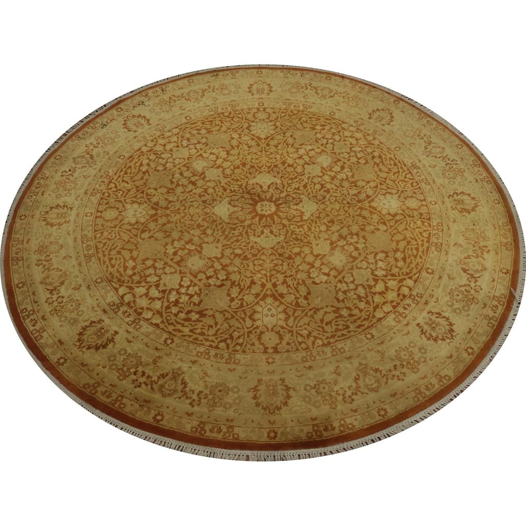 Hand Knotted Oriental 100% Wool Carpet Traditional All-Over Oranges & Rust Ziegler Area Rug - 5' 2'' X 5' 2''