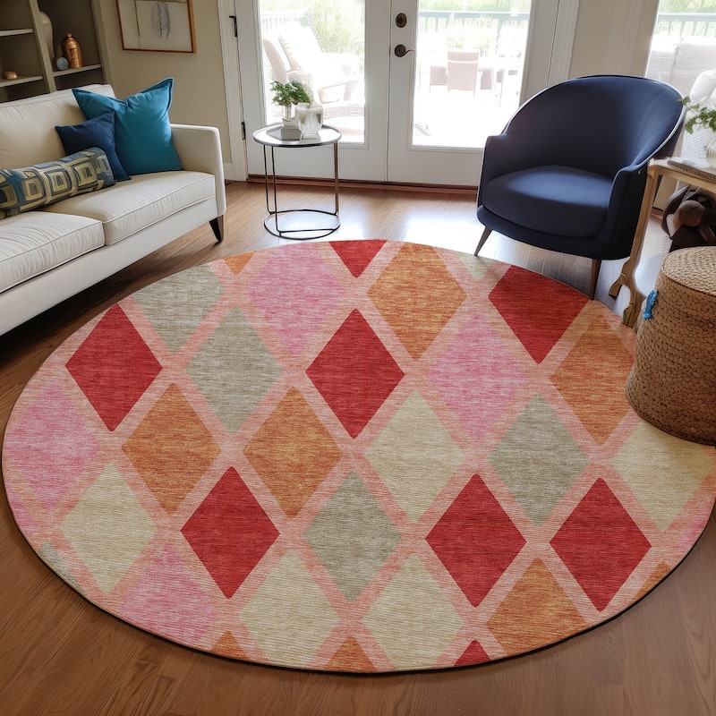 Machine Washable Indoor/ Outdoor Chantille Prism Diamond Rug
