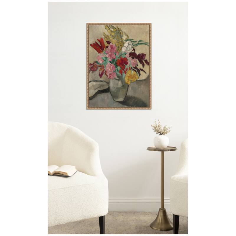 Kate and Laurel Vase avec bouquet de fleurs by Louis Valtat by Nostalgia Prints Framed Canvas Wall Art Print