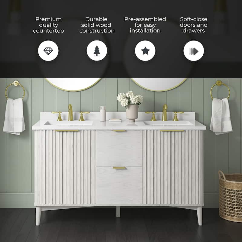 Gabi Bathroom Vanity with White Engineered Stone Top