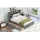 preview thumbnail 12 of 14, Wood Queen Size Platform Bed with Storage Headboard, Shelves and 4 Drawers