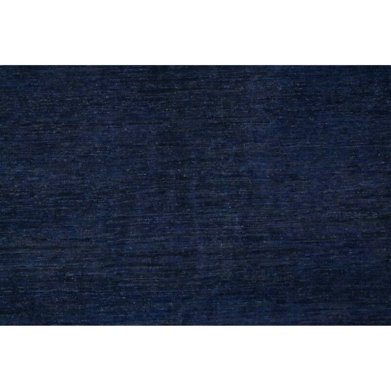 Hand Knotted Oriental 100% Wool Carpet Modern Solid Navy Blue & Blues Gabbeh Area Rug - 9' 7'' X 8' 0''
