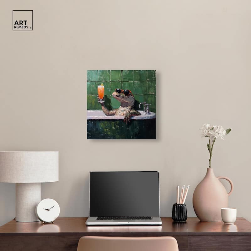 Cocktail Croc I Canvas by Art Remedy, Gallery Wrapped