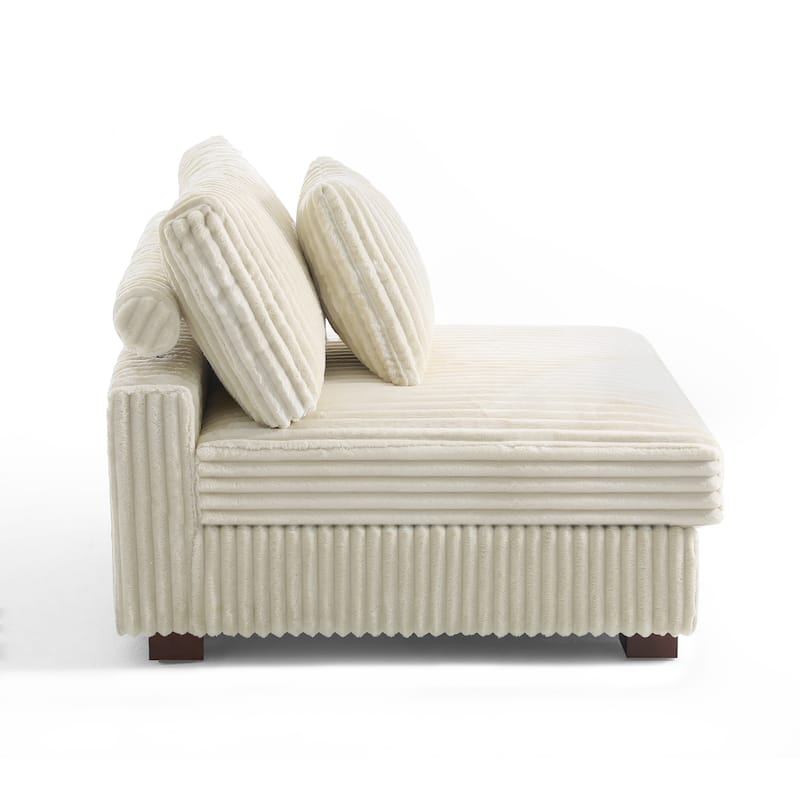 35.7" W Plush Corduroy Upholstered Armless Modular Sofa Chair